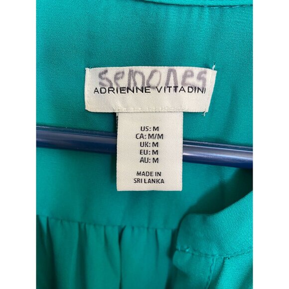 Adrienne Vittadini Womens Turquoise Long Sleeve Button Down Blouse M Polyester - Picture 4 of 6